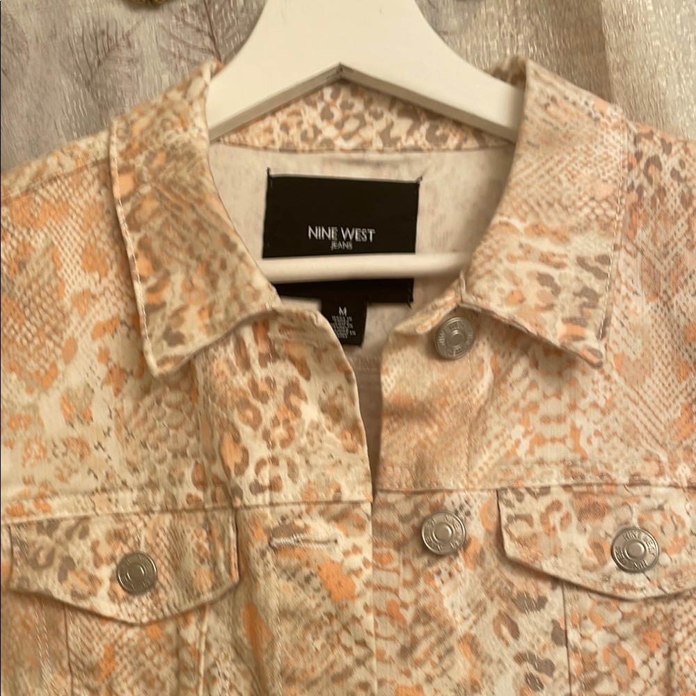 Nine West Tan Jean Jacket with Textured Pattern